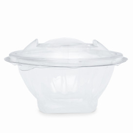 Transparente Salatschule mit Klappdeckel Rund APET 150ml Ø120mm (21 Stück)