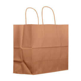 Papiertüten Kraft braun mit Henkeln 100g 27+14x26 cm (200 Stück)