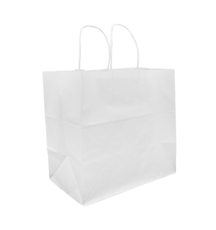 Papiertüten Kraft weiß mit Henkeln 30+18x29cm (25 Stück) Papiertüten Kraft weiß mit Henkeln 30+18x29cm (25 Stück)