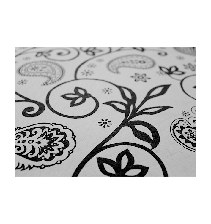 Papiertischdecke 1x1m "Paisley Schwarz" 37g (400 Stück)