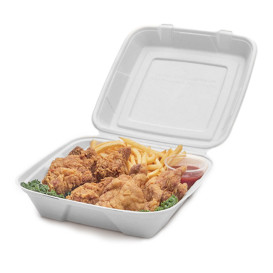 Menübox Zuckerrohr Weiß 24x23x7,7cm (200 Stück)