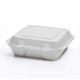 Menübox Zuckerrohr Weiß 3-Geteilt 24x23x7,6cm (200 Stück)