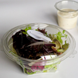 Salatschale mit Klappdeckel und Löffel Rund APET 250ml Ø120mm (360 Stück)