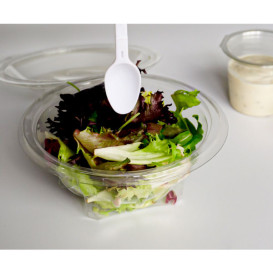 Salatschale mit Klappdeckel und Löffel Rund APET 150ml Ø120mm (60 Stück)