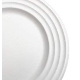 Zuckerrohrteller Premium Wave Weiß Ø23cm (50 Stück)