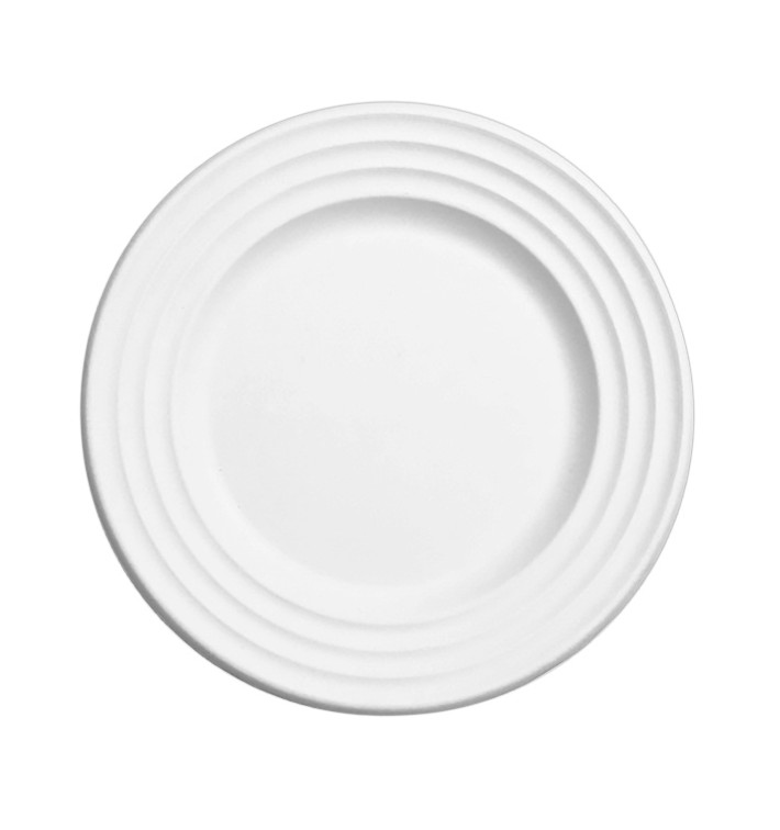 Zuckerrohrteller Premium Wave Weiß Ø23cm (50 Stück) Zuckerrohrteller Premium Wave Weiß Ø23cm (50 Stück)