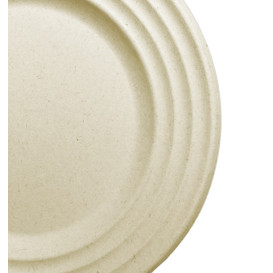 Zuckerrohrteller Premium Wave Naturfarbe Ø23cm (50 Stück)