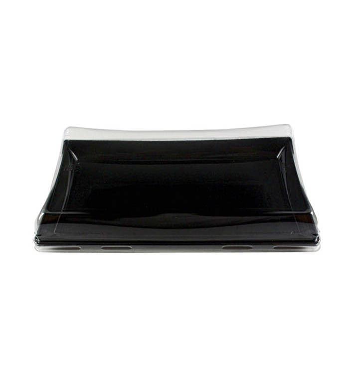 Plastikplatte schwarz mit Deckel PET 12x22cm (120 Stück) Plastikplatte schwarz mit Deckel PET 12x22cm (120 Stück)