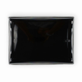 Plastikplatte schwarz mit Deckel PET 16x22cm (15 Stück)