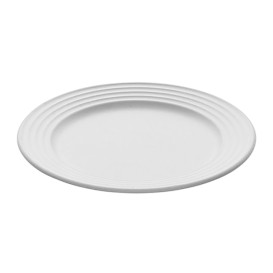 Zuckerrohrteller Premium Wave Weiß Ø23cm (50 Stück)