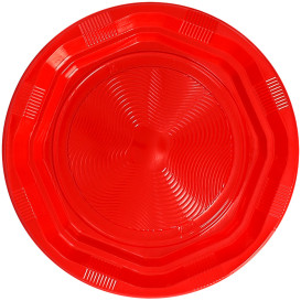 Plastikteller Rund extra hart Achtecking Rot Ø22cm (275 Stück)