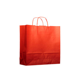 Papiertüten Kraft rot mit Henkeln 20+10x29cm (25 Stück)