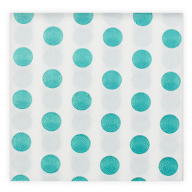 Papierservietten "Polka-Punkte Türkis" 2-lagig 40x40cm (600 Stück)