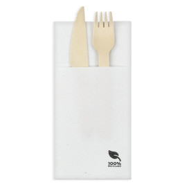 Bestecktaschen Bio 40x40cm Weiß (30 Stück)