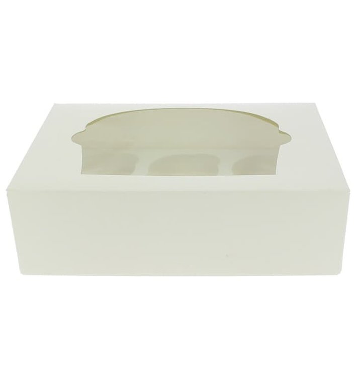 Cupcake Box für 6 Cupcakes 24,3x16,5x7,5cm weiß (100 Stück)