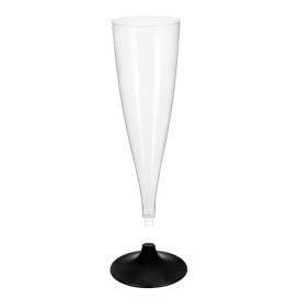 Sektflöte Plastik mit schwarzem Fuß 140ml 2T (20 Stück)