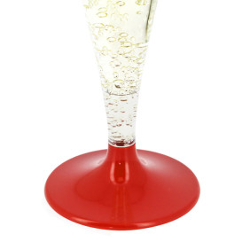 Sektflöte Plastik mit rotem Fuß 140ml 2T (400 Stück)