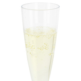 Sektflöte Plastik mit beigem Fuß 140ml 2T (400 Stück)