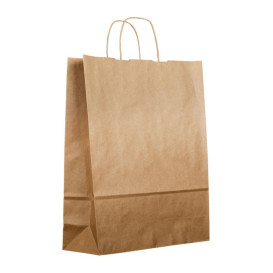 Papiertüten Kraft braun mit Henkeln 44+15x46cm (25 Stück)