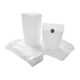 Papiertasche mit Sechseckiger Sockel Weiß 14x19cm (1000 Stück)