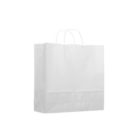 Papiertüten Kraft weiß mit Henkeln 18+8x24cm (25 Stück)