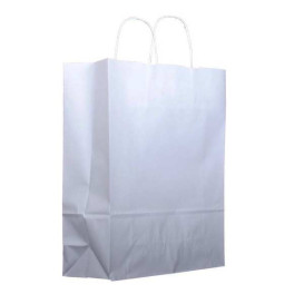 Papiertüten Kraft weiß mit Henkeln 25+13x33cm (25 Stück)