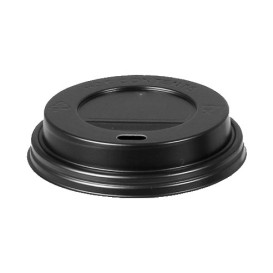 Deckel mit Bohrung für Becher 7Oz Schwarz Ø7,2cm (100 Stück)