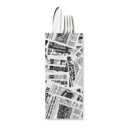 PapierBesteckumschlag mit Servietten "Newspaper" (800 Stück)