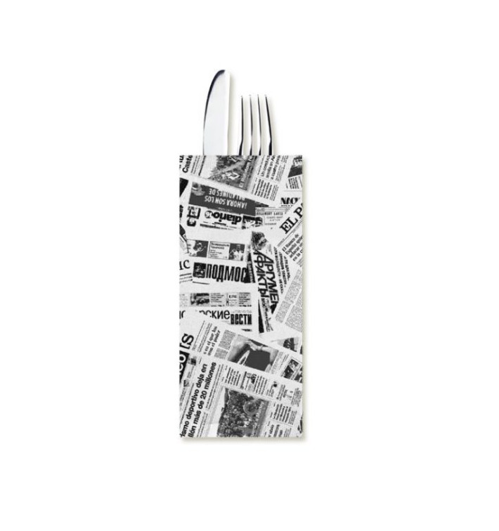 PapierBesteckumschlag mit Servietten "Newspaper" (800 Stück) PapierBesteckumschlag mit Servietten "Newspaper" (800 Stück)