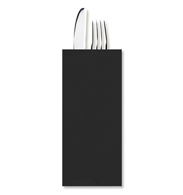 PapierBesteckumschlag mit Servietten Schwarz (100 Stück) PapierBesteckumschlag mit Servietten Schwarz (100 Stück)