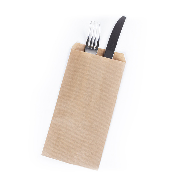 PapierBesteckumschlag Geripptes Kraft 11x24cm (125 Stück) PapierBesteckumschlag Geripptes Kraft 11x24cm (125 Stück)