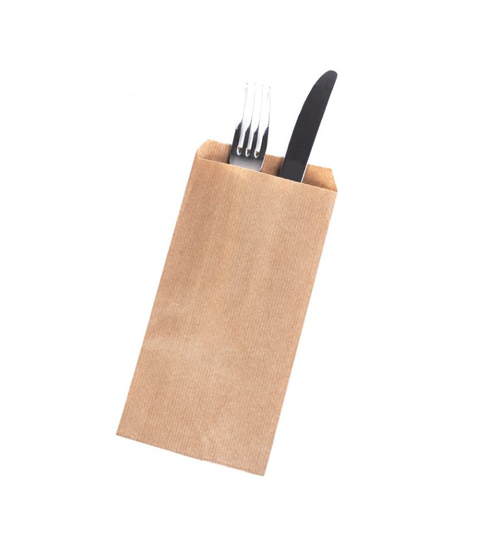 PapierBesteckumschlag Geripptes Kraft 9x24cm (125 Stück) PapierBesteckumschlag Geripptes Kraft 9x24cm (125 Stück)
