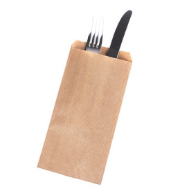 PapierBesteckumschlag Geripptes Kraft 9x24cm (125 Stück)