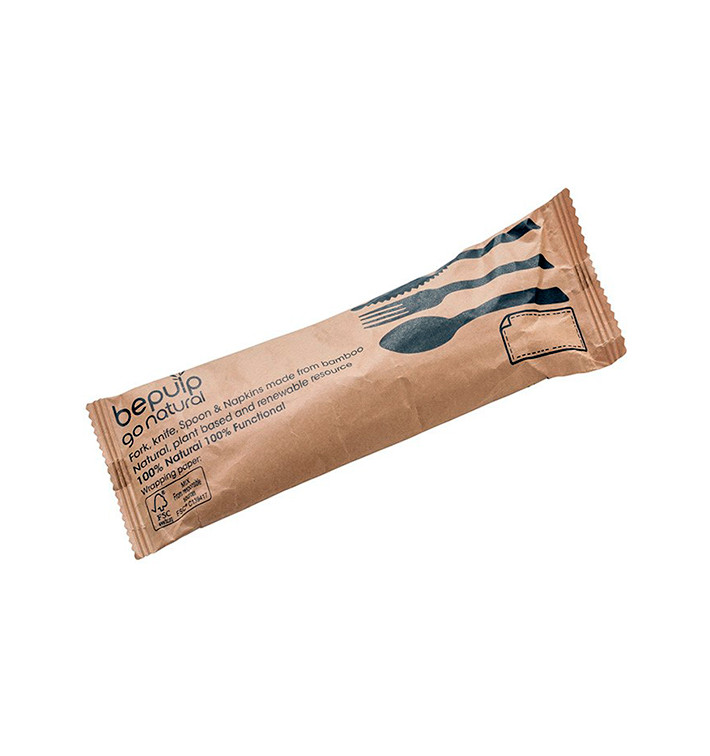 Set Besteckset Bambus mit Serviette 3Pcs (50 Sets) Set Besteckset Bambus mit Serviette 3Pcs (50 Sets)