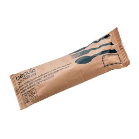 Set Besteckset Bambus mit Serviette 3Pcs (300 Sets)