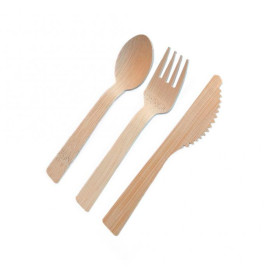 Set Besteckset Bambus mit Serviette 3Pcs (300 Sets)