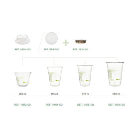 Deckel Flach PLA Becher Maisstärke 265,355,590ml (100 Stück)