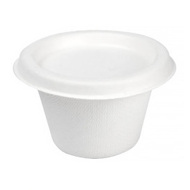 Deckel für Soβenbecher aus Zuckerrohr Bagasse Weiß 120ml (50 Stück)