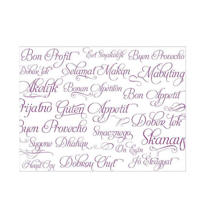 Tischset aus Papier Fuchsie "Guten Appetit" 30x40cm 40g/m² (1.000 Stück) Tischset aus Papier Fuchsie "Guten Appetit" 30x40cm 40g/m² (1.000 Stück)
