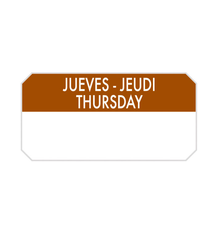 Rechteckige Kleberolle "Thursday" 5x2,5cm (1.000 Stück) Rechteckige Kleberolle "Thursday" 5x2,5cm (1.000 Stück)