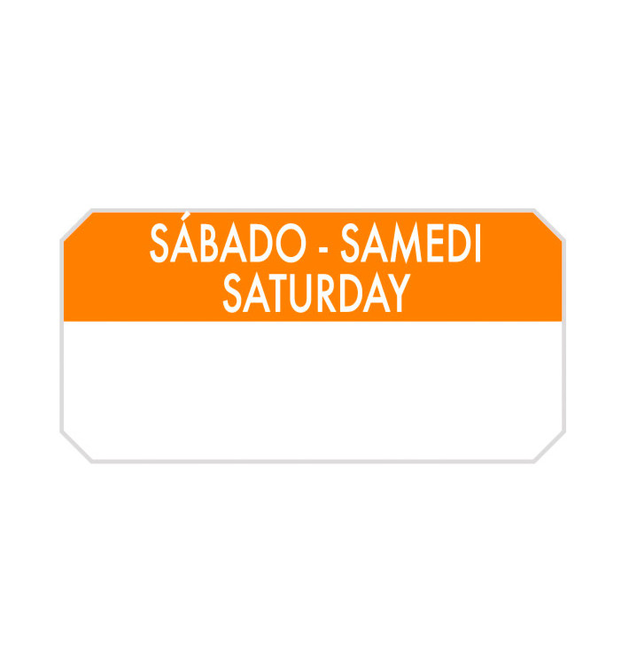 Rechteckige Kleberolle "Saturday" 5x2,5cm (1.000 Stück) Rechteckige Kleberolle "Saturday" 5x2,5cm (1.000 Stück)