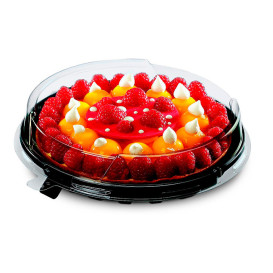 Plastikbehälter für Kuchen APET Schwarz Ø24cm (160 Stück)