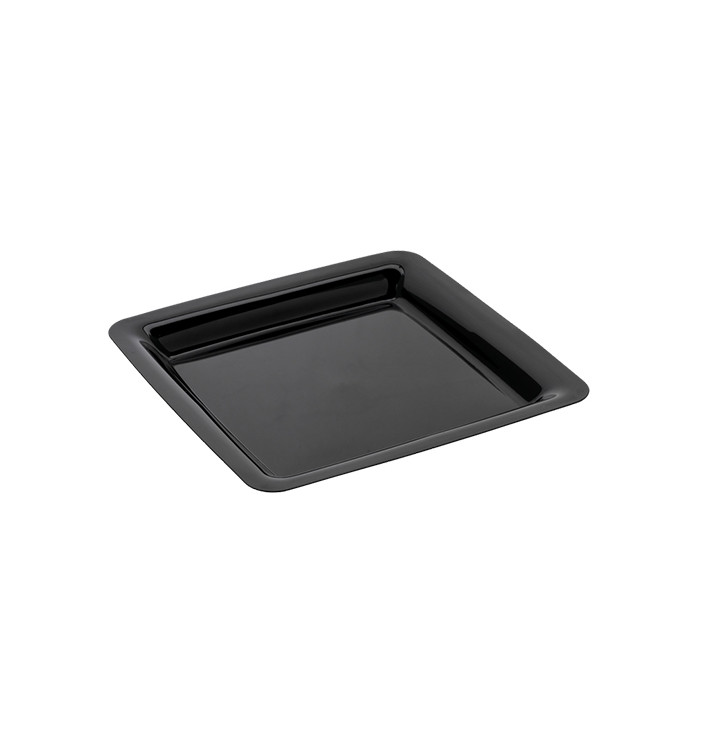 Viereckiger Plastikteller extra hart schwarz 18x18cm (20 Stück) Viereckiger Plastikteller extra hart schwarz 18x18cm (20 Stück)