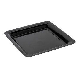 Viereckiger Plastikteller extra hart schwarz 22,5x22,5cm (20 Stück)