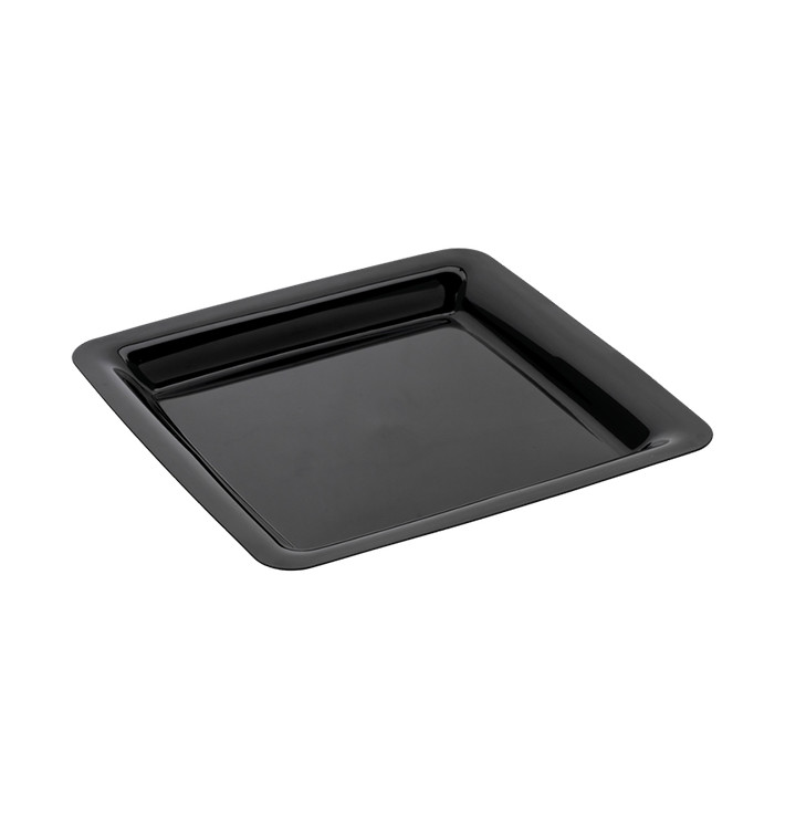 Viereckiger Plastikteller extra hart schwarz 22,5x22,5cm (200 Stück) Viereckiger Plastikteller extra hart schwarz 22,5x22,5cm (200 Stück)