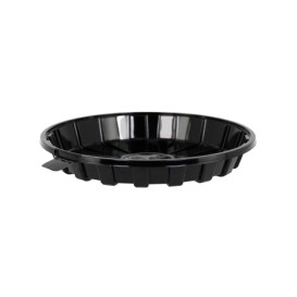 Plastikbehälter für Kuchen APET Schwarz Ø16cm (10 Stück)