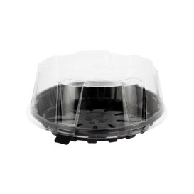 Plastikbehälter für Kuchen APET Schwarz Ø16cm (10 Stück)