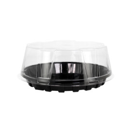 Plastikbehälter für Kuchen APET Schwarz Ø16cm (10 Stück)