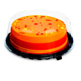 Plastikbehälter für Kuchen APET Schwarz Ø16cm (10 Stück)
