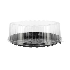 Plastikbehälter für Kuchen APET Schwarz Ø31cm (10 Stück)